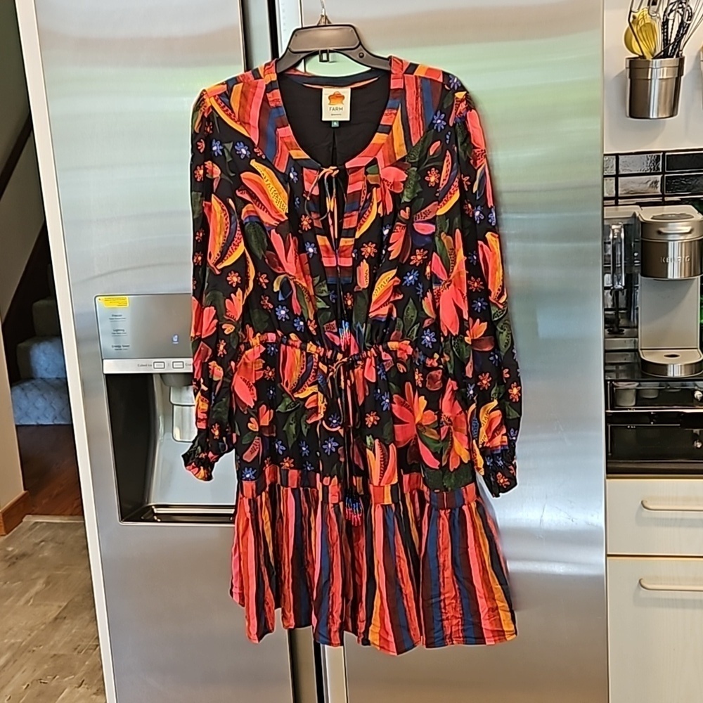 💕FARM RIO💕 Black Banana Sky Lenzing Ecovera Mini Dress XL - Picture 6 of 16